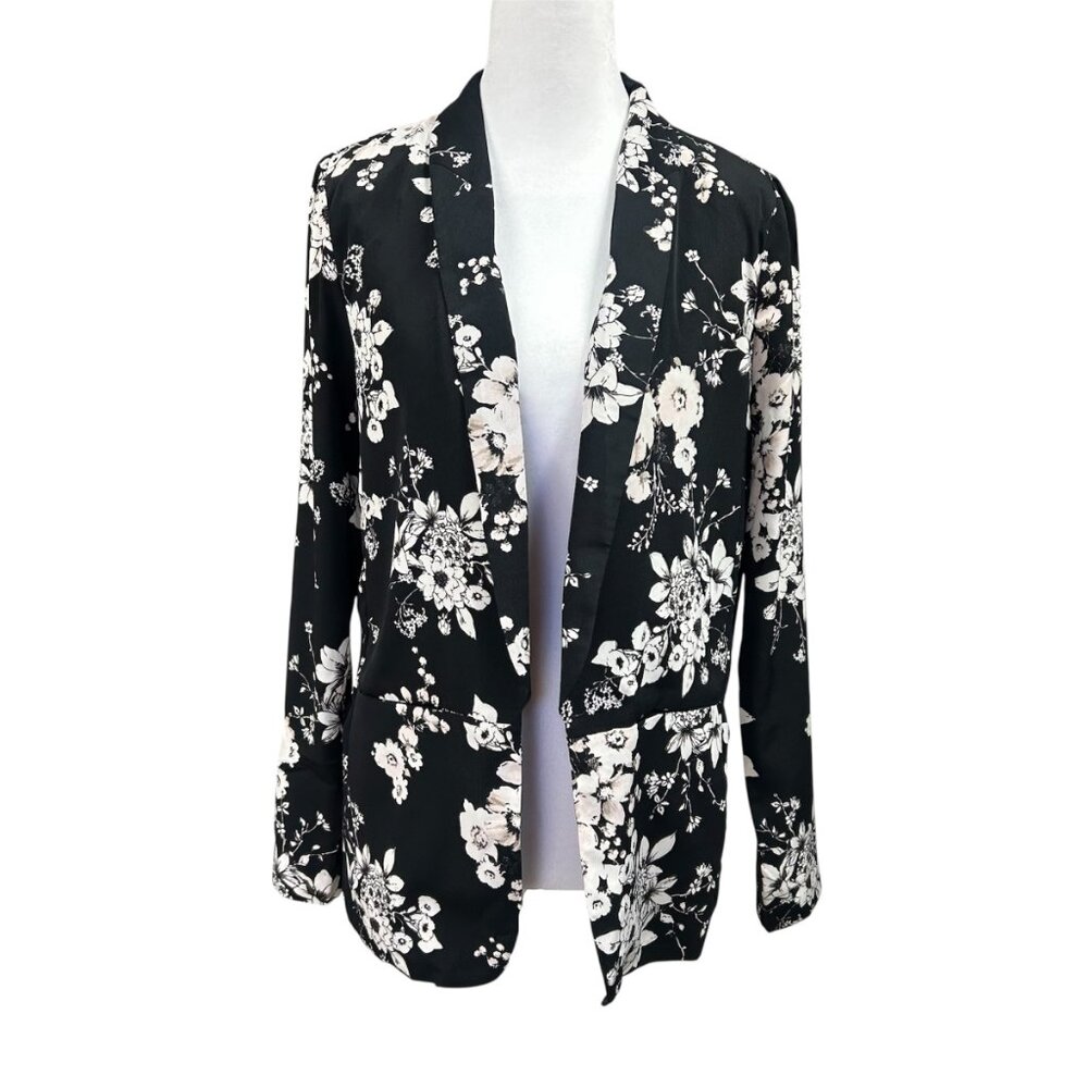 ASTR Black Floral Lightweight Blazer Kimono Sz S